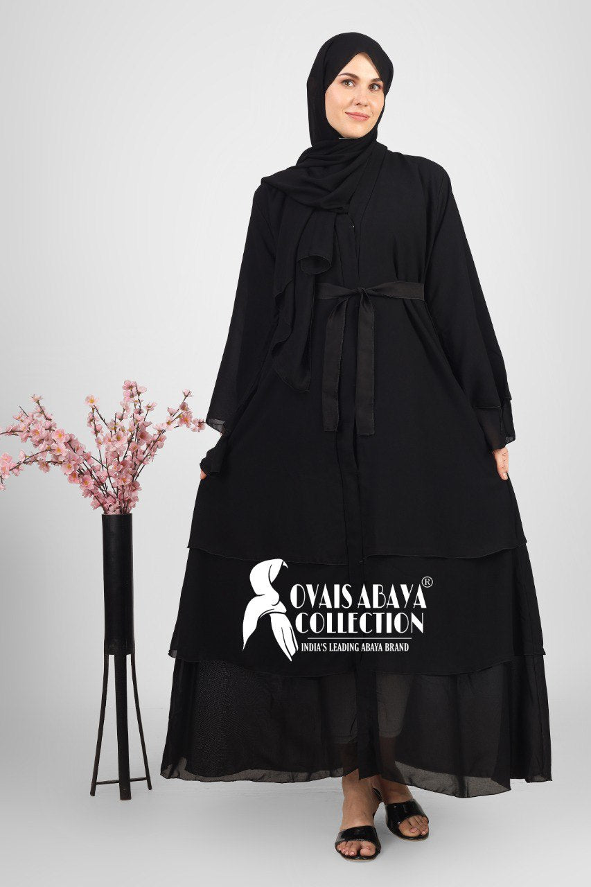 Maleshiyan 3 Layar Abaya BLACK ( Imported & Limited Stock )