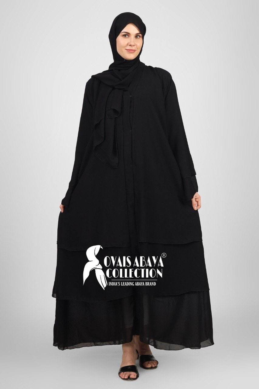 Maleshiyan 3 Layar Abaya BLACK ( Imported & Limited Stock )