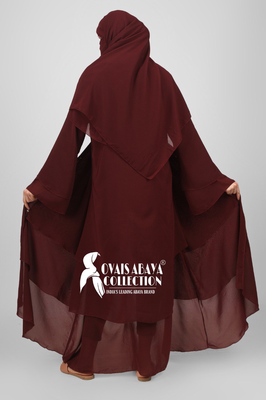 Maleshiyan 3 Layar Abaya MAROON ( Imported & Limited Stock )