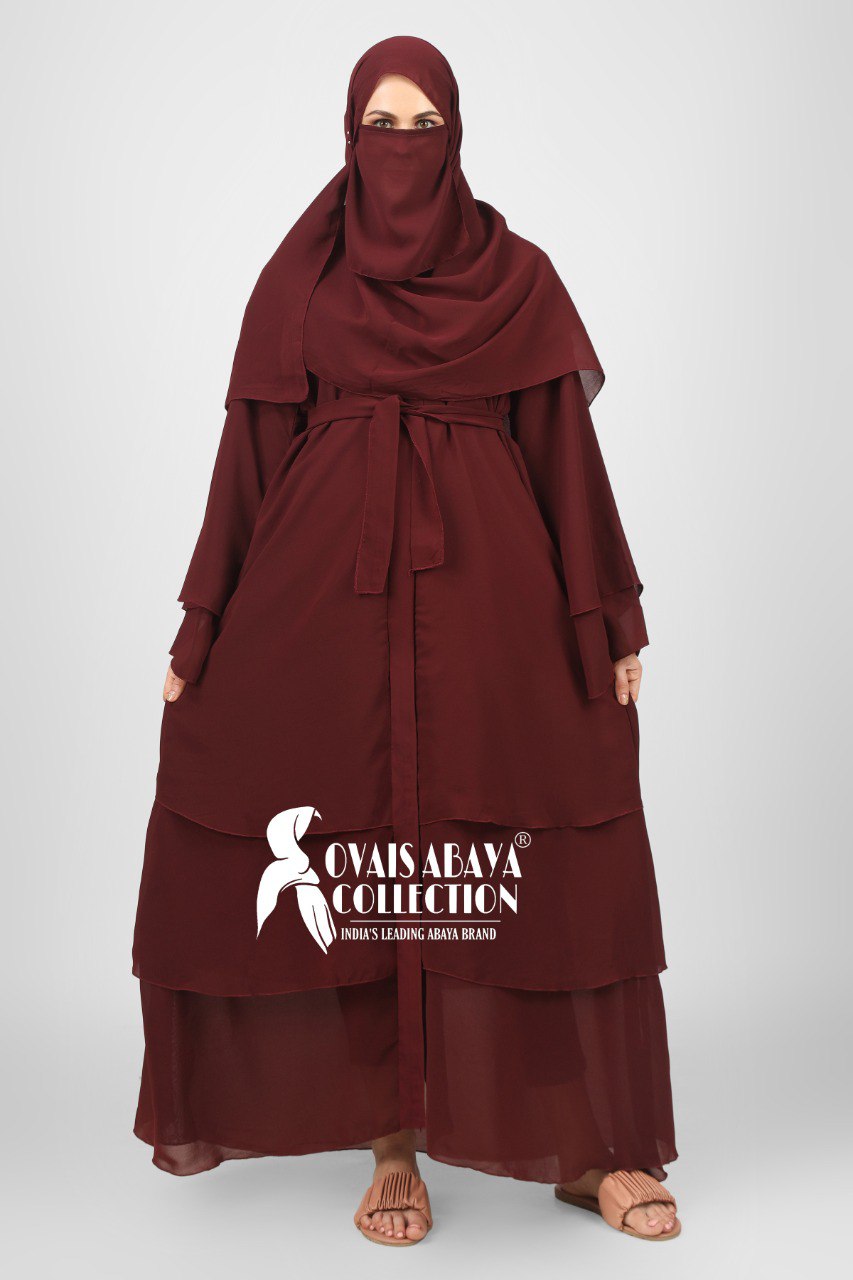 Maleshiyan 3 Layar Abaya MAROON ( Imported & Limited Stock )