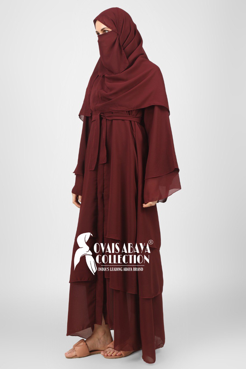 Maleshiyan 3 Layar Abaya MAROON ( Imported & Limited Stock )