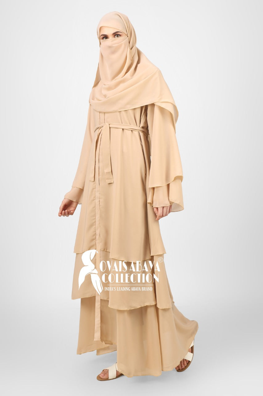 Maleshiyan 3 Layar Abaya CREAM ( Imported & Limited Stock )