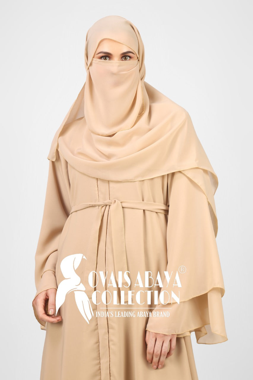 Maleshiyan 3 Layar Abaya CREAM ( Imported & Limited Stock )