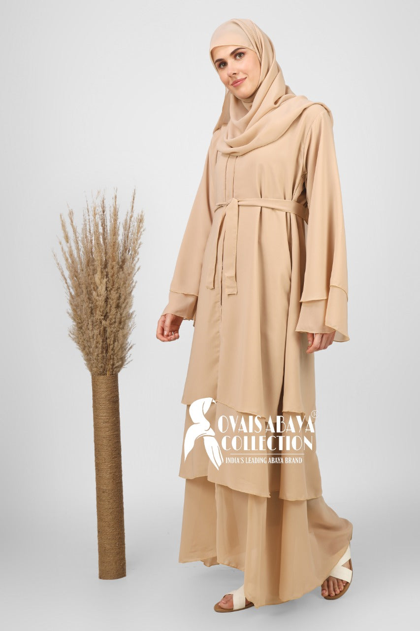 Maleshiyan 3 Layar Abaya CREAM ( Imported & Limited Stock )