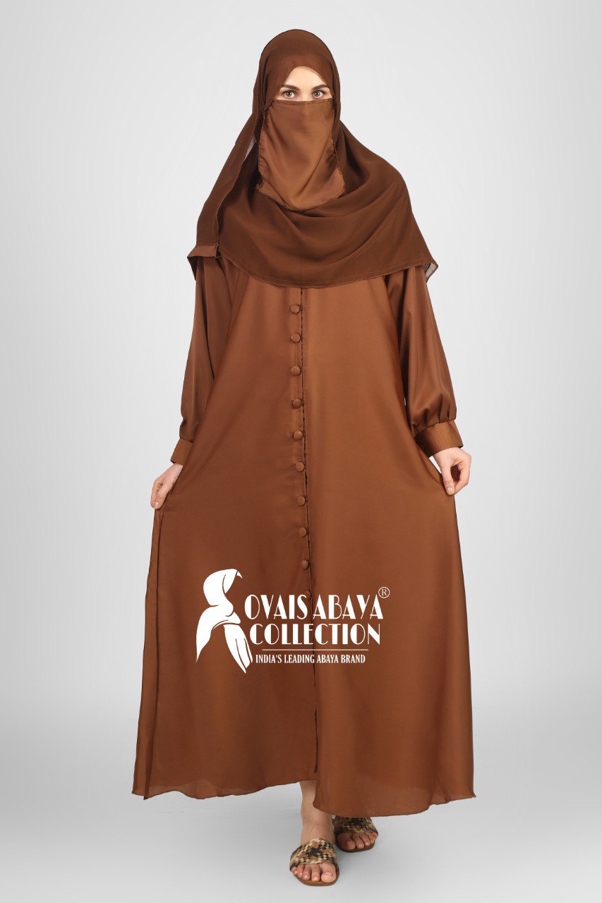 Ayesha Front Open buttons knot Abaya ( SPL GOLDEN )