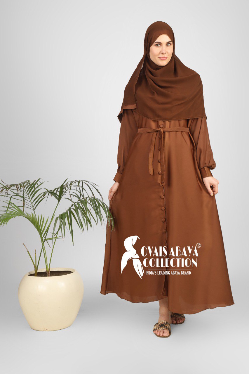 Ayesha Front Open buttons knot Abaya ( SPL GOLDEN )