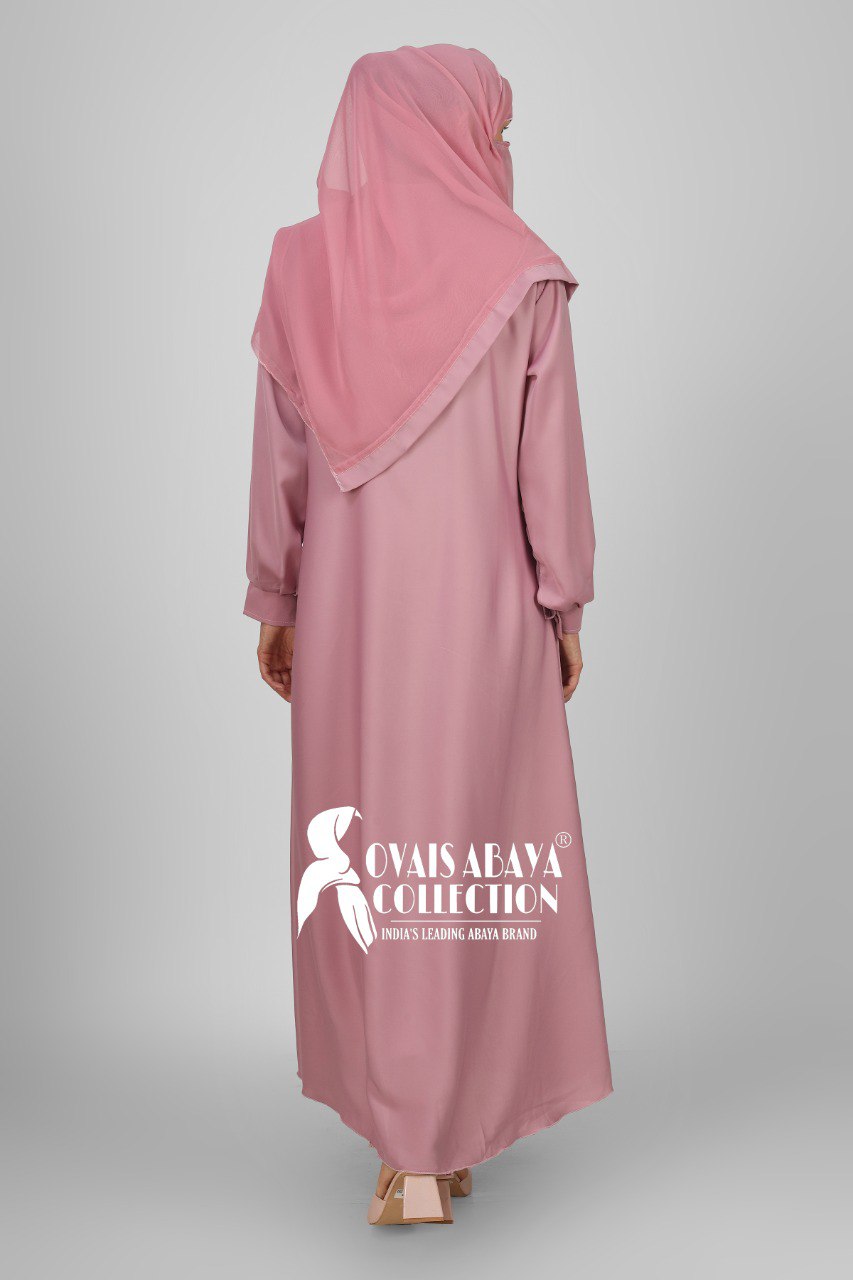 Ayesha Front Open buttons knot Abaya ( PINK )