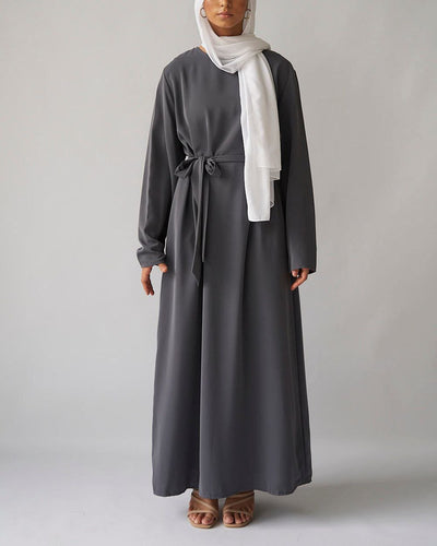 MAIRA PLAIN BASIC ABAYA | DARK GRAY