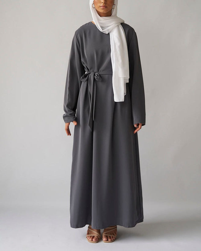 MAIRA PLAIN BASIC ABAYA | DARK GRAY