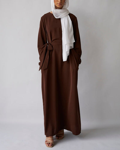 MAIRA PLAIN BASIC ABAYA | DARK BROWN