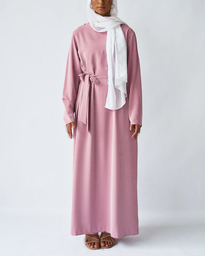 MAIRA PLAIN BASIC ABAYA | LITE PINK