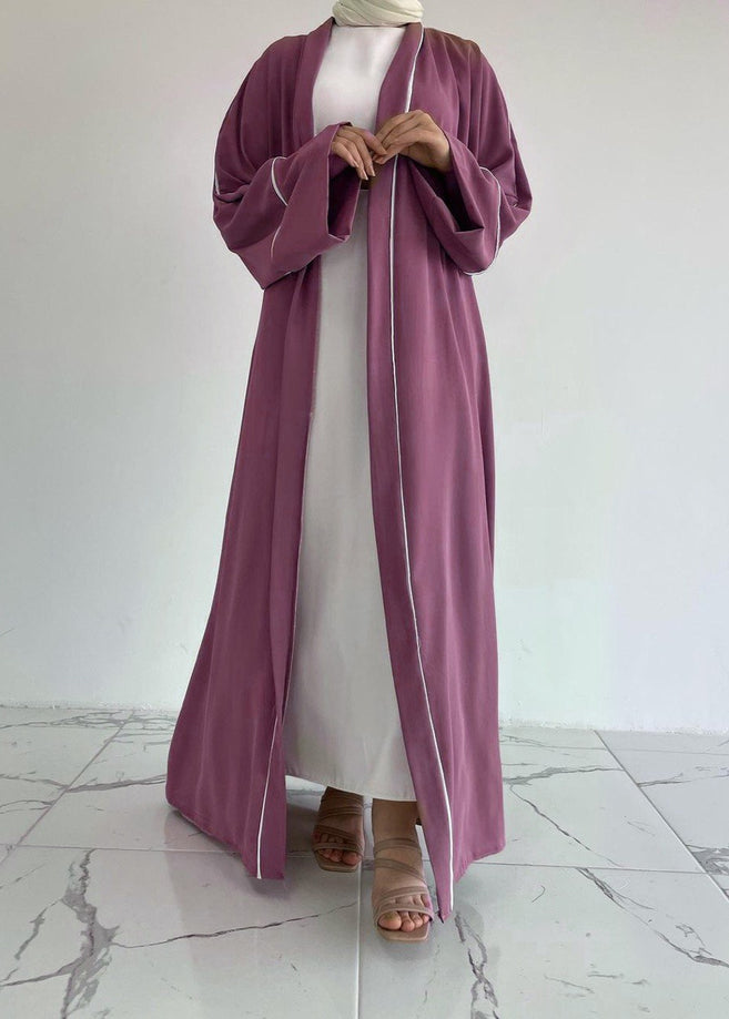RUHI DOUBLE SHRUG ABAYA | WHITE TO PINK