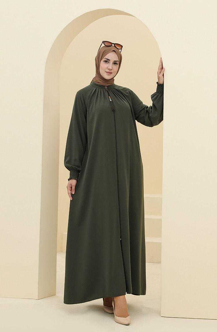 Sara Zipper Abaya Olive Green NEW COLLECTION