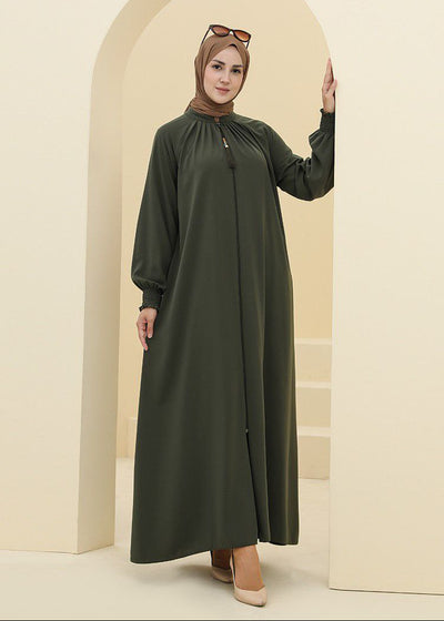 SARA ZIPPER ABAYA | OLIVE GREEN