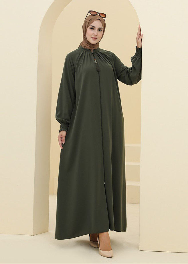 SARA ZIPPER ABAYA | OLIVE GREEN