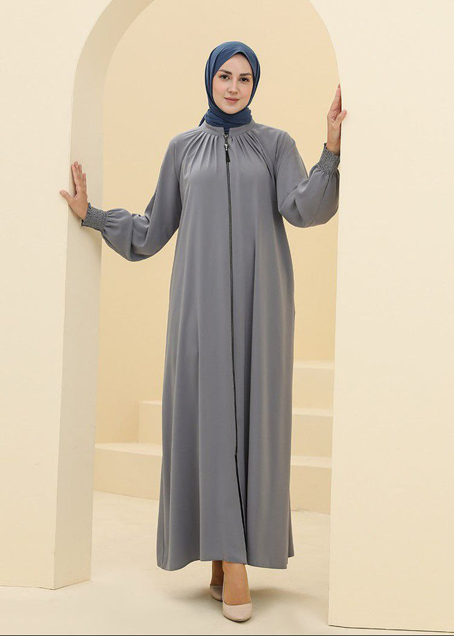 SARA ZIPPER ABAYA | LITE GRAY