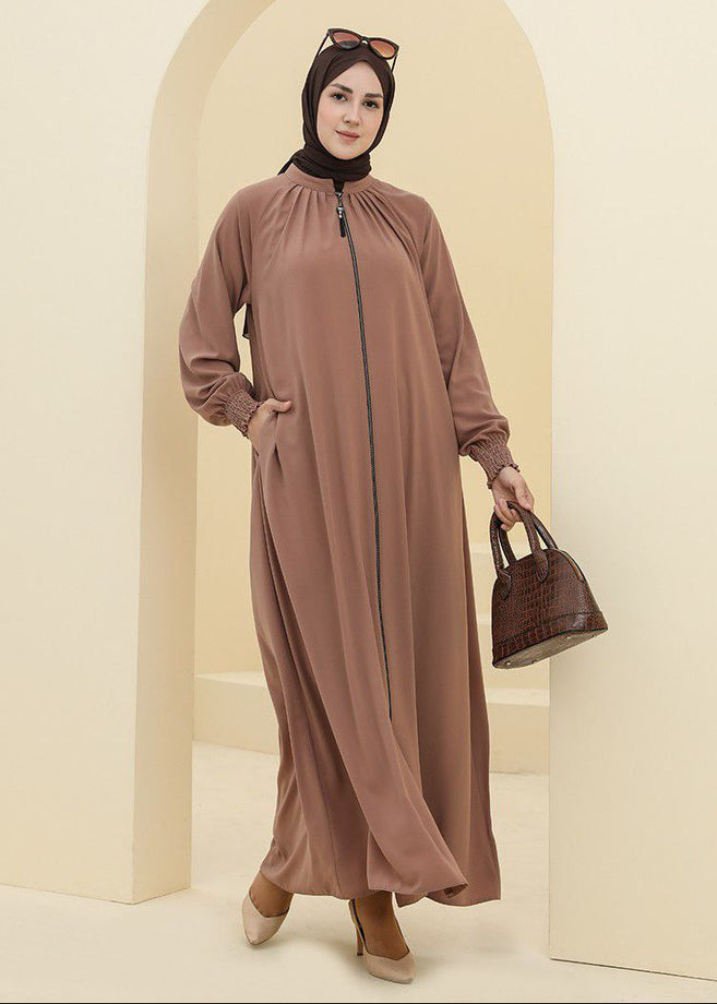 SARA ZIPPER ABAYA | FAWN SHADE