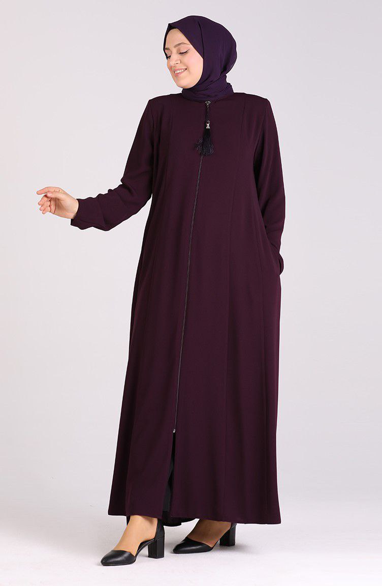 Sara Zipper Abaya Wine ( NEW - COLLECTION )