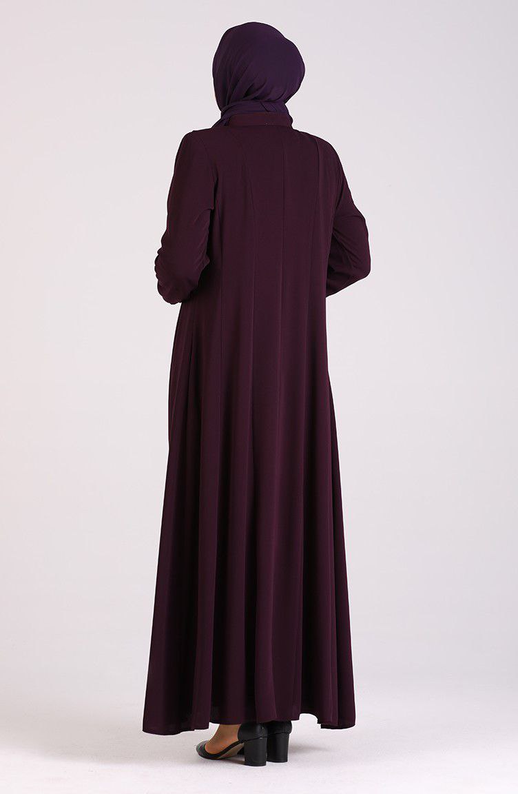 Sara Zipper Abaya Wine ( NEW - COLLECTION )