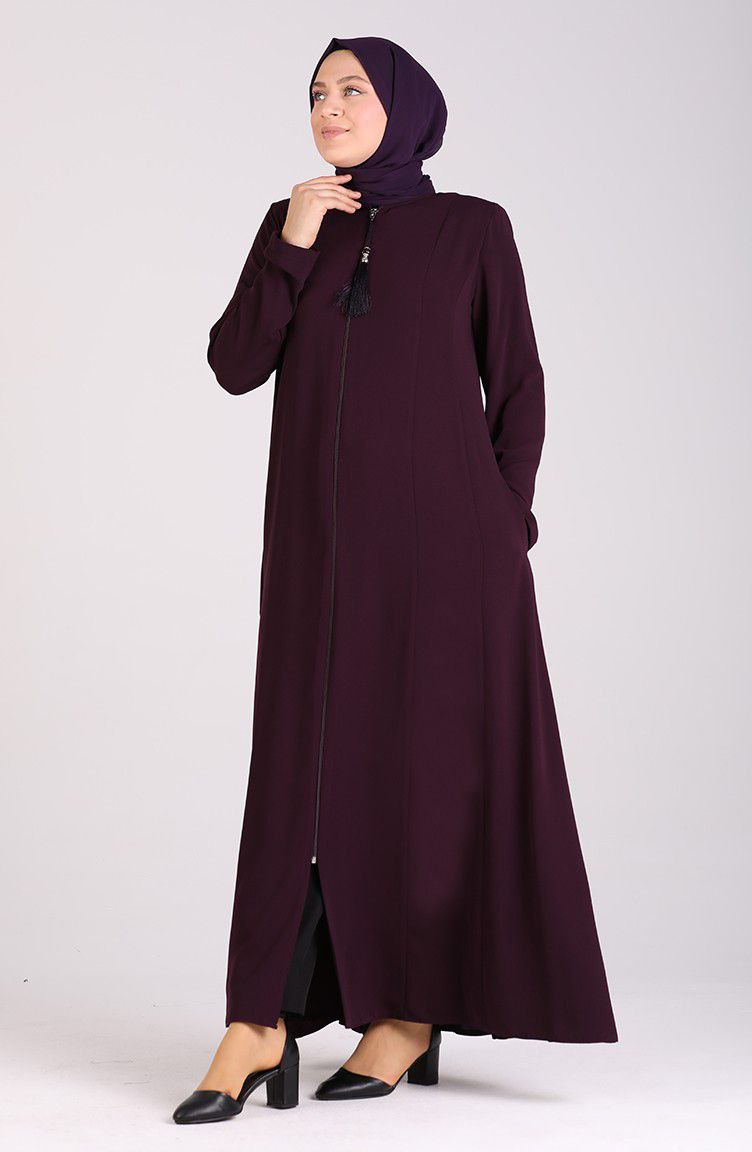 Sara Zipper Abaya Wine ( NEW - COLLECTION )