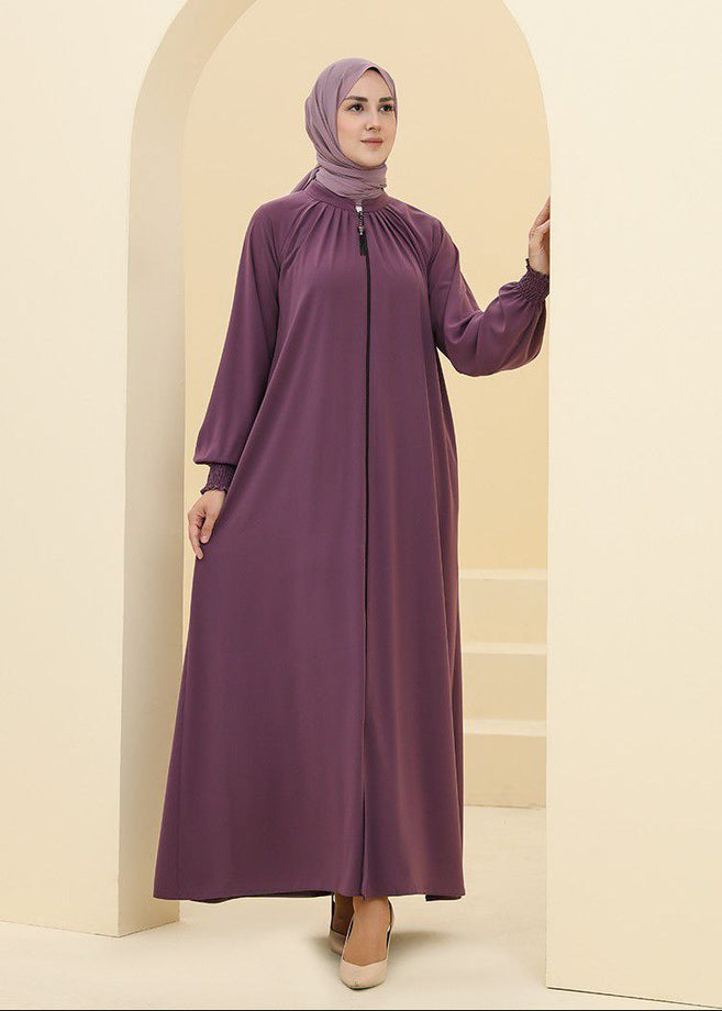 SARA ZIPPER ABAYA | BURGUNDY