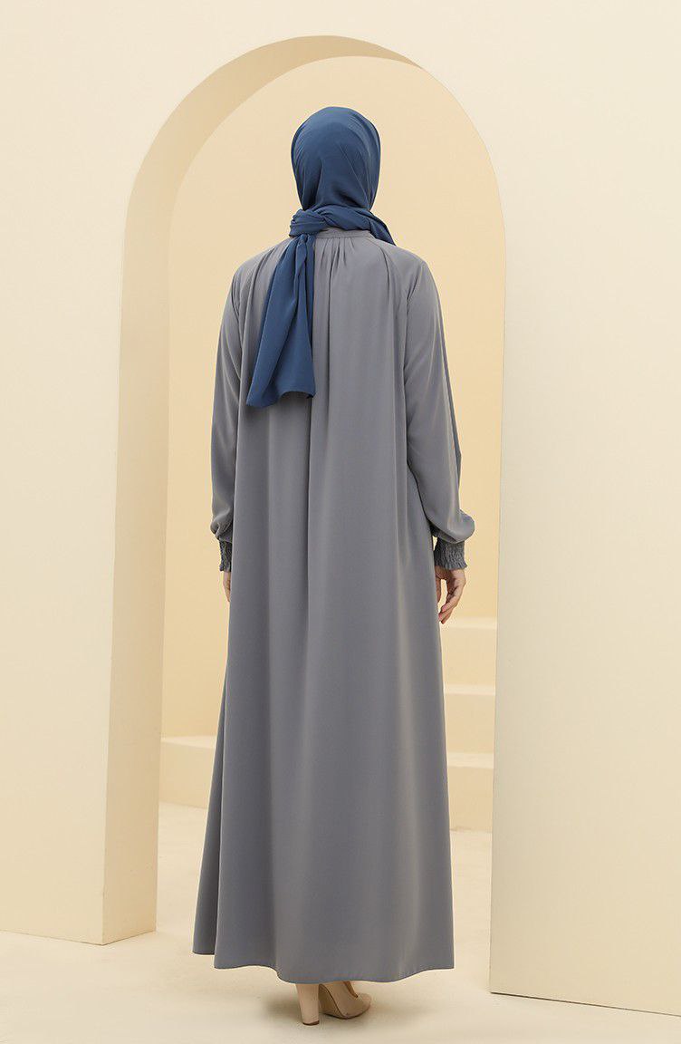 Sara Zipper Abaya Lite Gray ( NEW - COLLECTION )