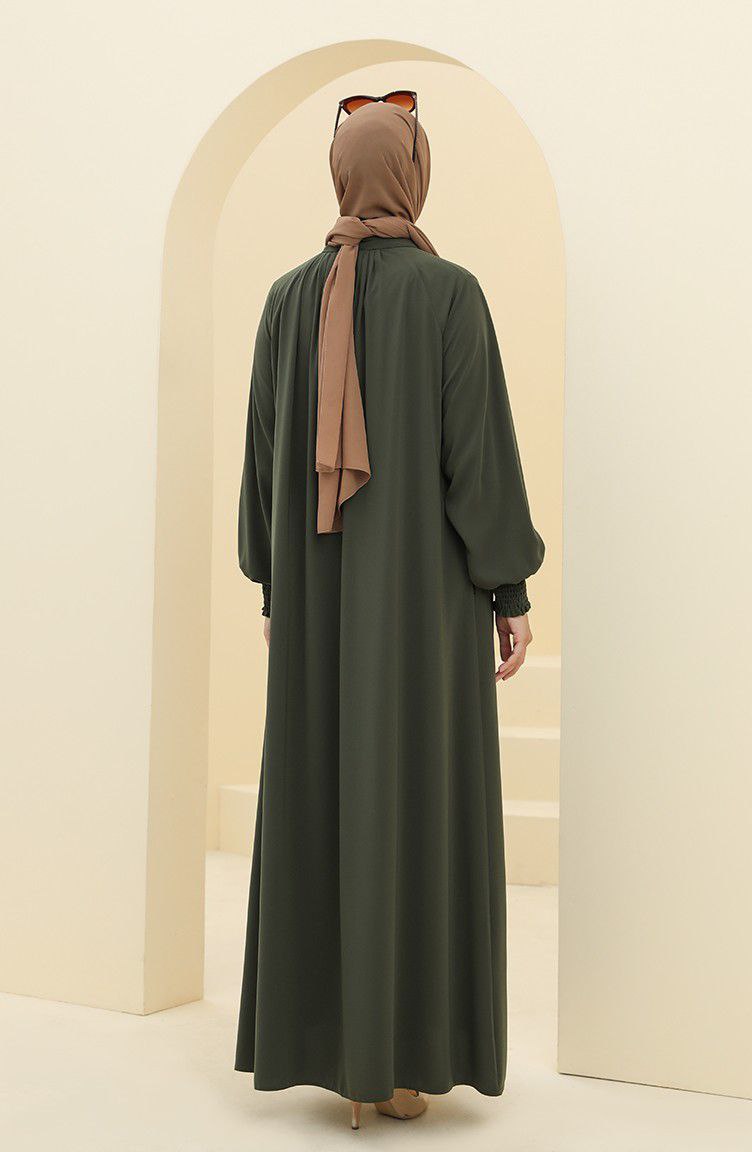 Sara Zipper Abaya Olive Green ( NEW - COLLECTION )