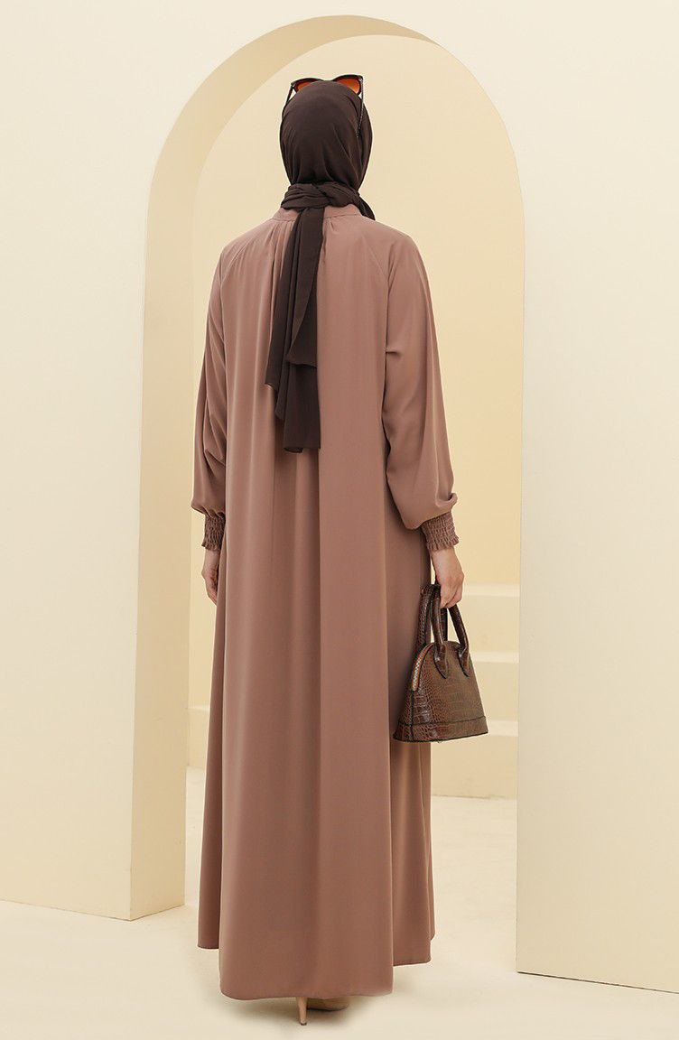 Sara Zipper Abaya Fawn shade( NEW - COLLECTION )