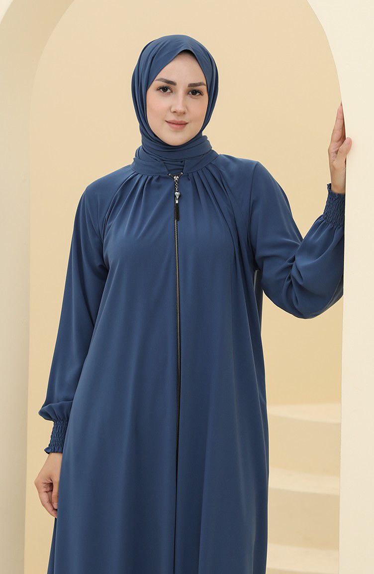 Sara Zipper Abaya Teal ( NEW - COLLECTION )