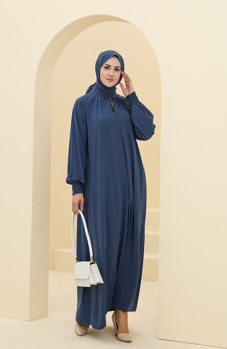 Sara Zipper Abaya Teal ( NEW - COLLECTION )