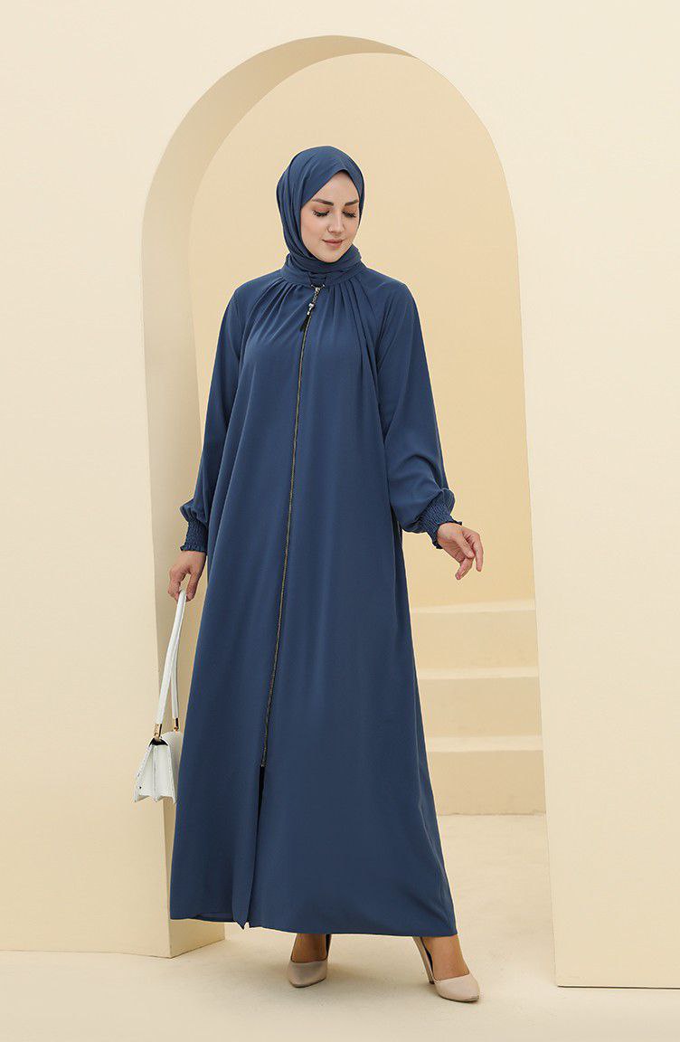 Sara Zipper Abaya Teal ( NEW - COLLECTION )