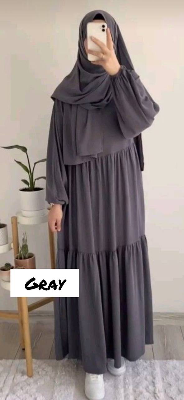 Tuba Frill Abaya GRAY  ( Limited Stock )