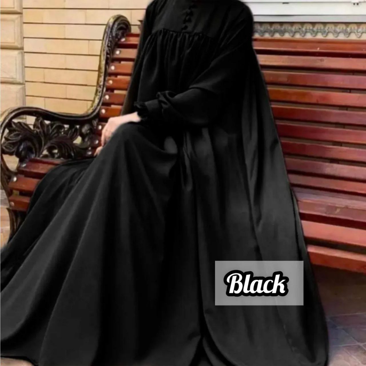 New Collar Plate work & Beautifull Buttons work Abaya ( BLACK )