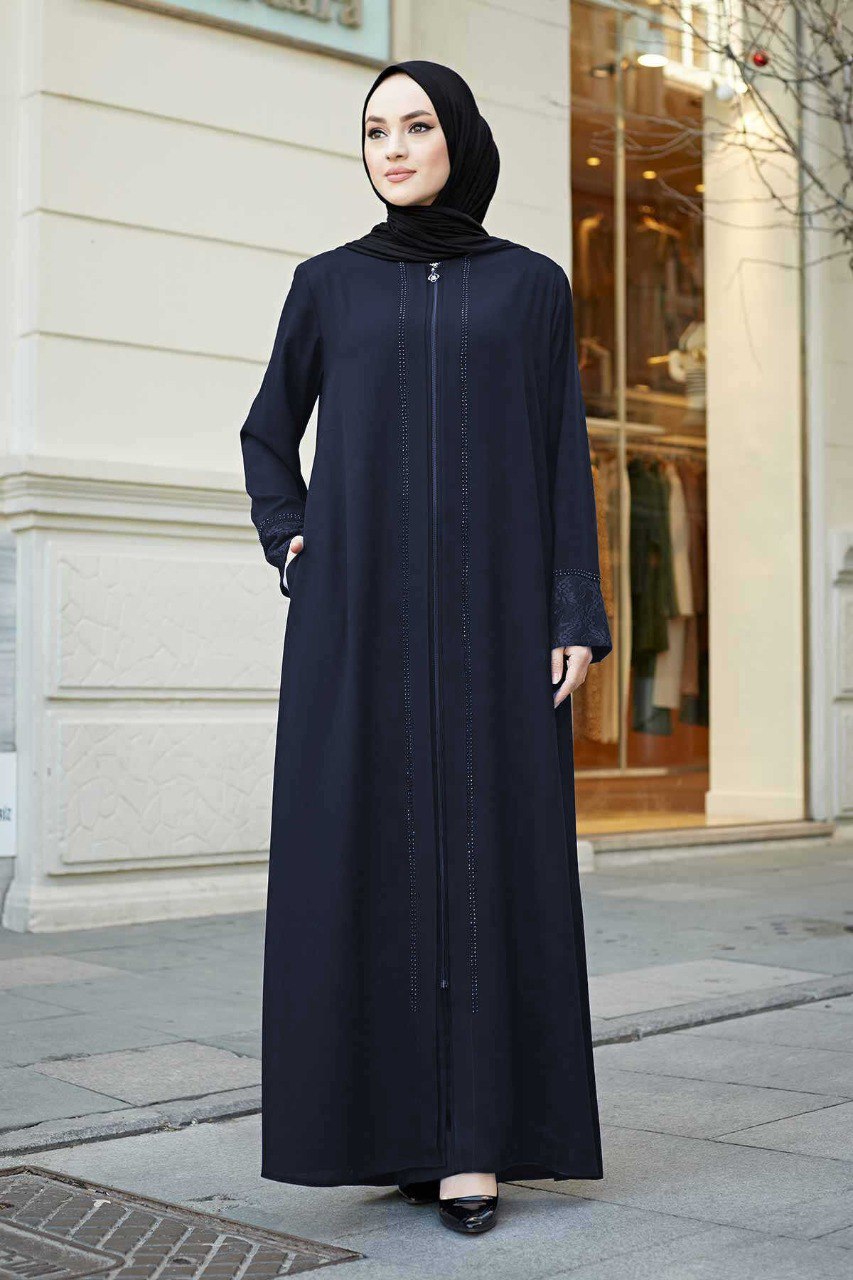 Zahiya Front Open Zipper Abaya - BLUE ( NEW LAUNCH )