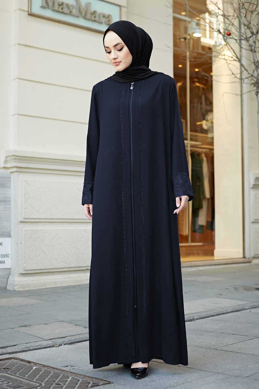 Zahiya Front Open Zipper Abaya - BLUE ( NEW LAUNCH )