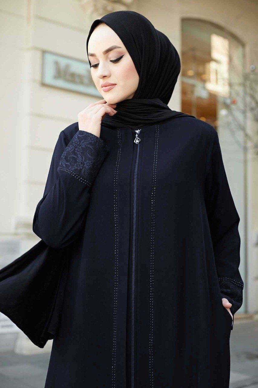 Zahiya Front Open Zipper Abaya - BLUE ( NEW LAUNCH )