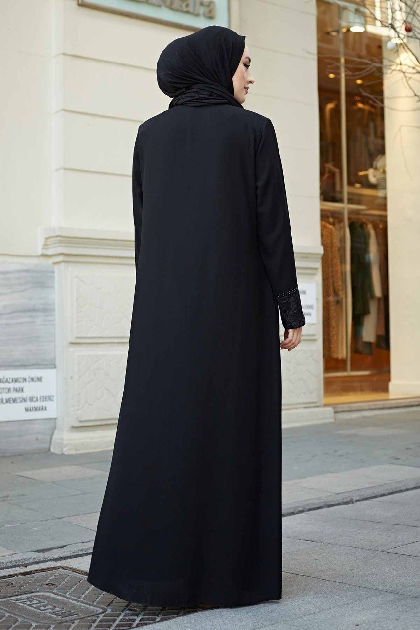 Zahiya Front Open Zipper Abaya - BLACK ( NEW LAUNCH )