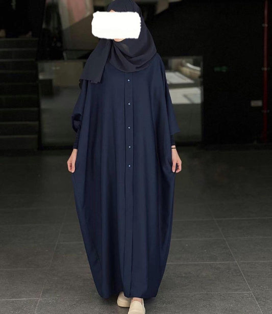 Shaziya puff Sleeves Button Kaftan Abaya - BLUE ( New Launch )