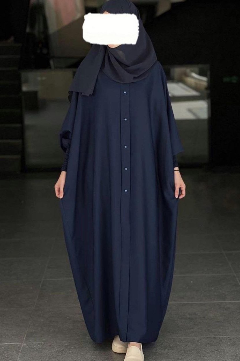 Shaziya puff Sleeves Button Kaftan Abaya - BLUE ( New Launch )