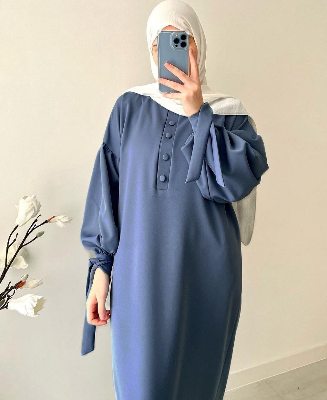 Tahura Balloon Sleeves Abaya ( Gray )