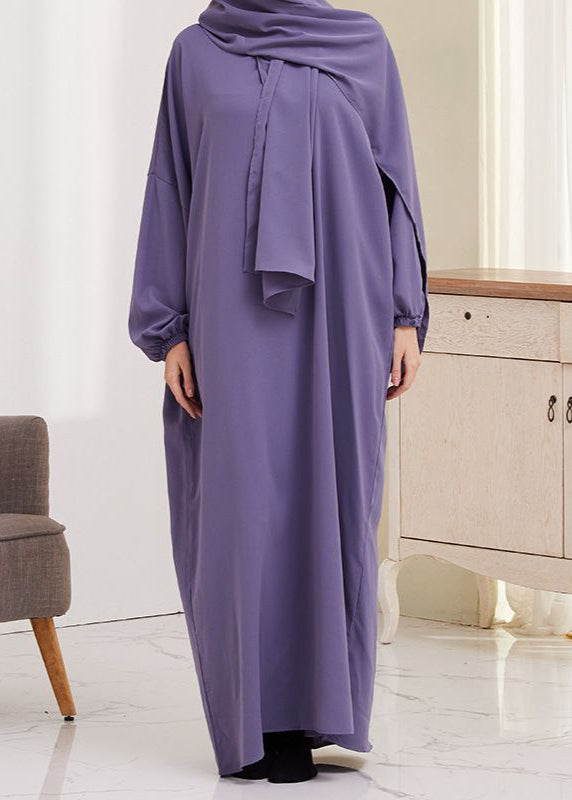 Ramzan Special Heeba Basic Lastic Sleeve Plain Abaya ( LAVENDER )