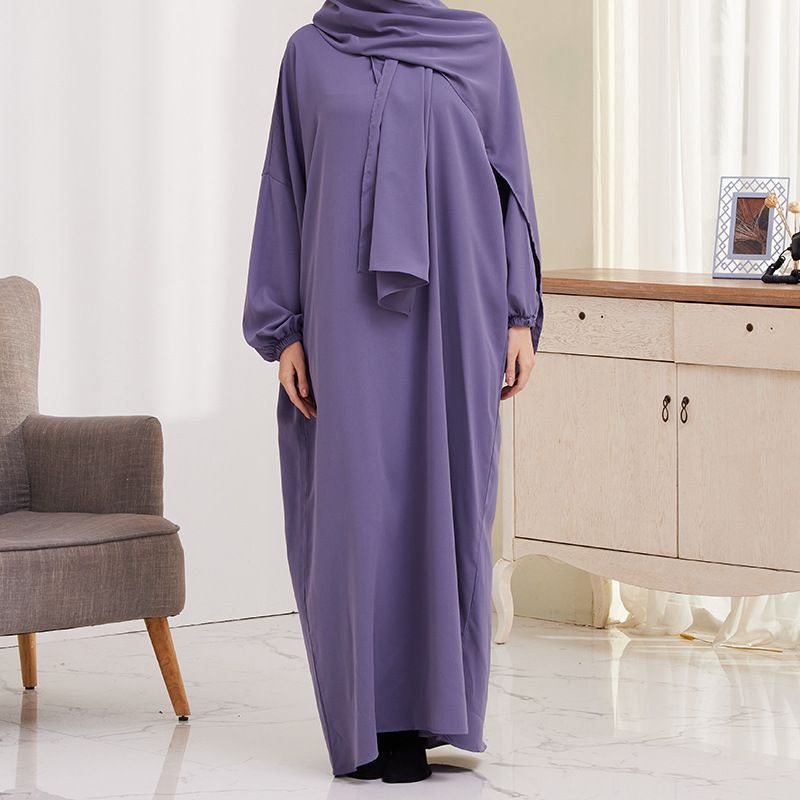 Ramzan Special Heeba Basic Lastic Sleeve Plain Abaya ( LAVENDER )