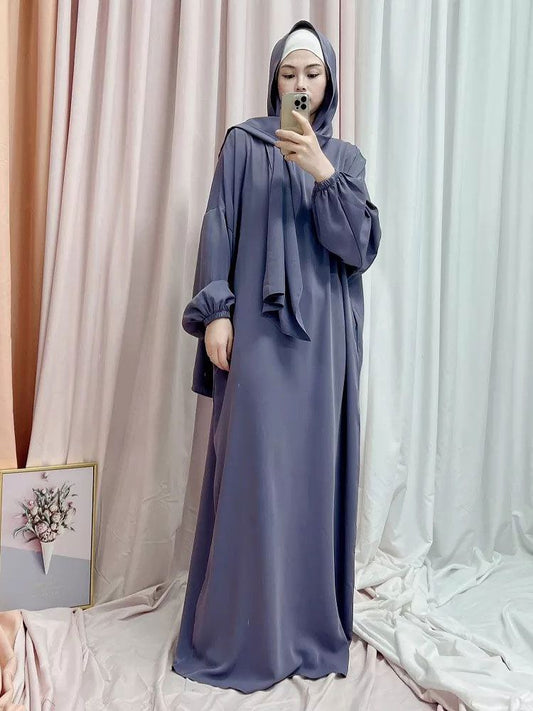 Ramzan Special Heeba Basic Lastic Sleeve Plain Abaya ( GRAY )