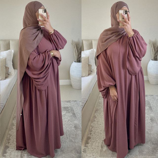 Maryam Pleated Baloon Sleeve Abaya DUSTY PINK ( New Launch )