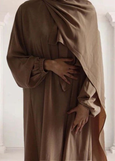 HEEBA LASTIC SLEEVE ABAYA | GOLDEN