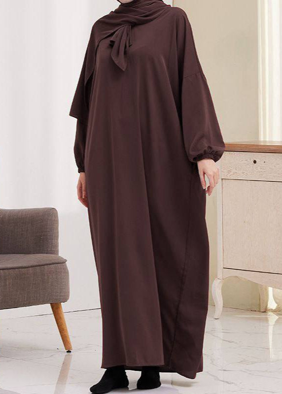 Ramzan Special Heeba Basic Lastic Sleeve Plain Abaya ( COFFEE )