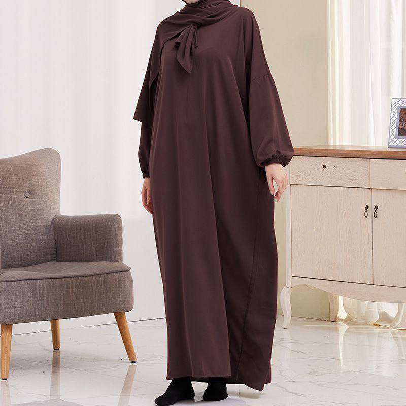 Ramzan Special Heeba Basic Lastic Sleeve Plain Abaya ( COFFEE )