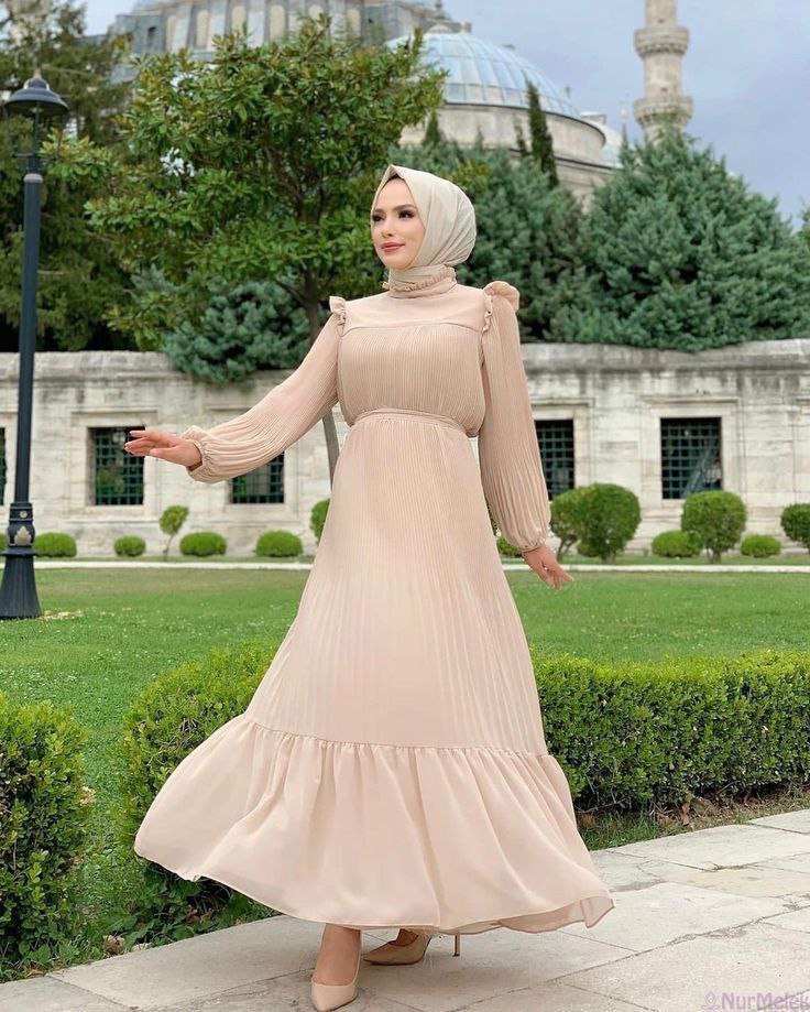 RIDA Beautiful Frill Plates work Abaya NUDE - ( HIGHLY CUSTOMER DEMAND )