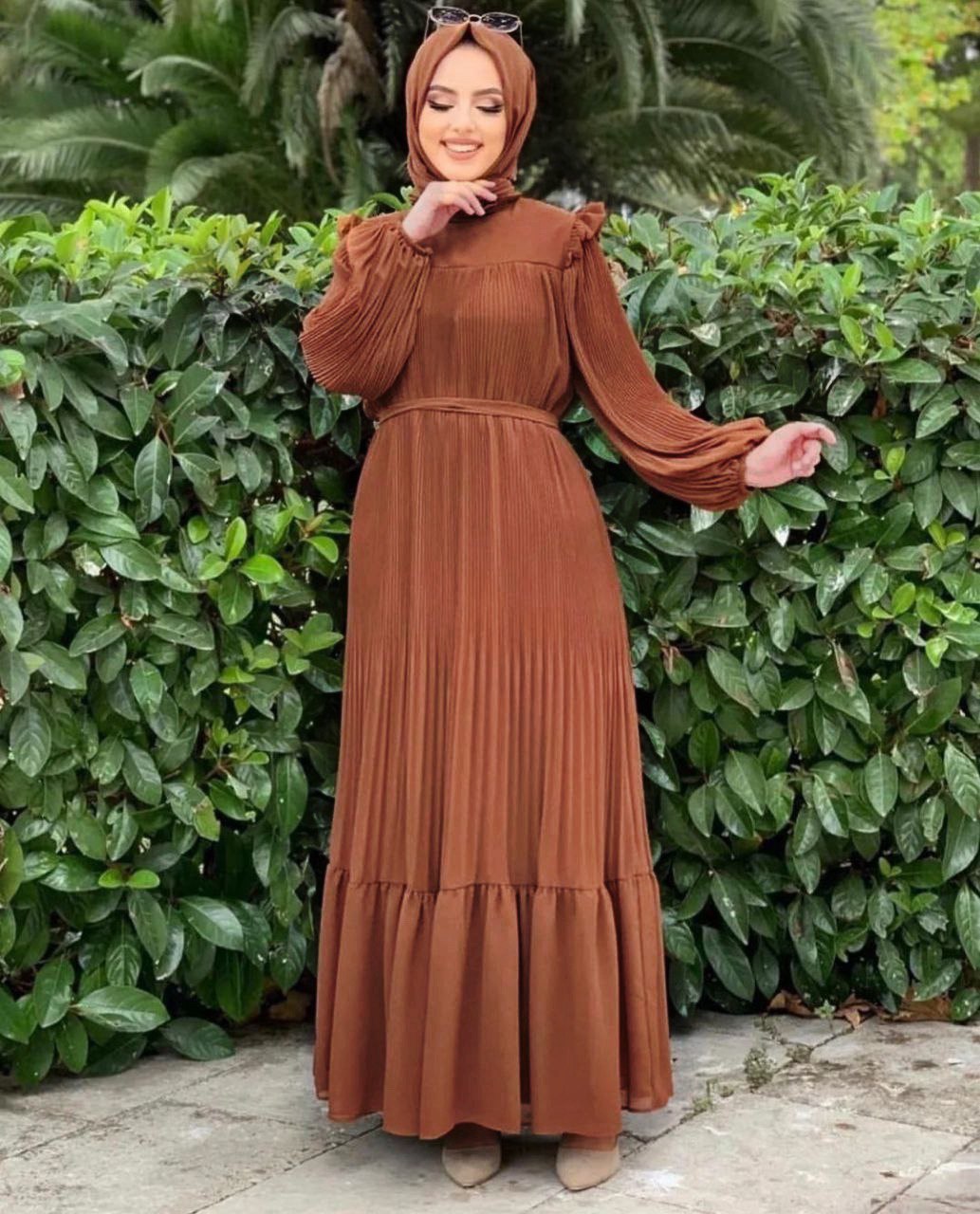 RIDA Beautiful Frill Plates work Abaya MOCHA BROWN - ( HIGHLY CUSTOMER DEMAND )