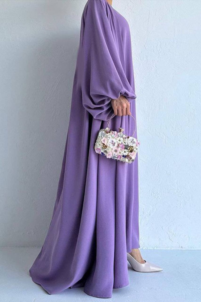 Ebrah Beautiful Double Shrugs Abaya LAVENDER ( NEW LAUNCH )